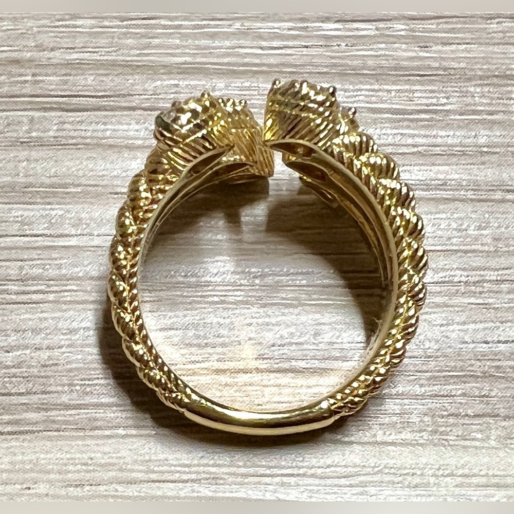 Judith Ripka Sterling Silver & 14K Gold Clad Diamonique Hearts Ring, Size 7, 9g - Picture 6 of 11